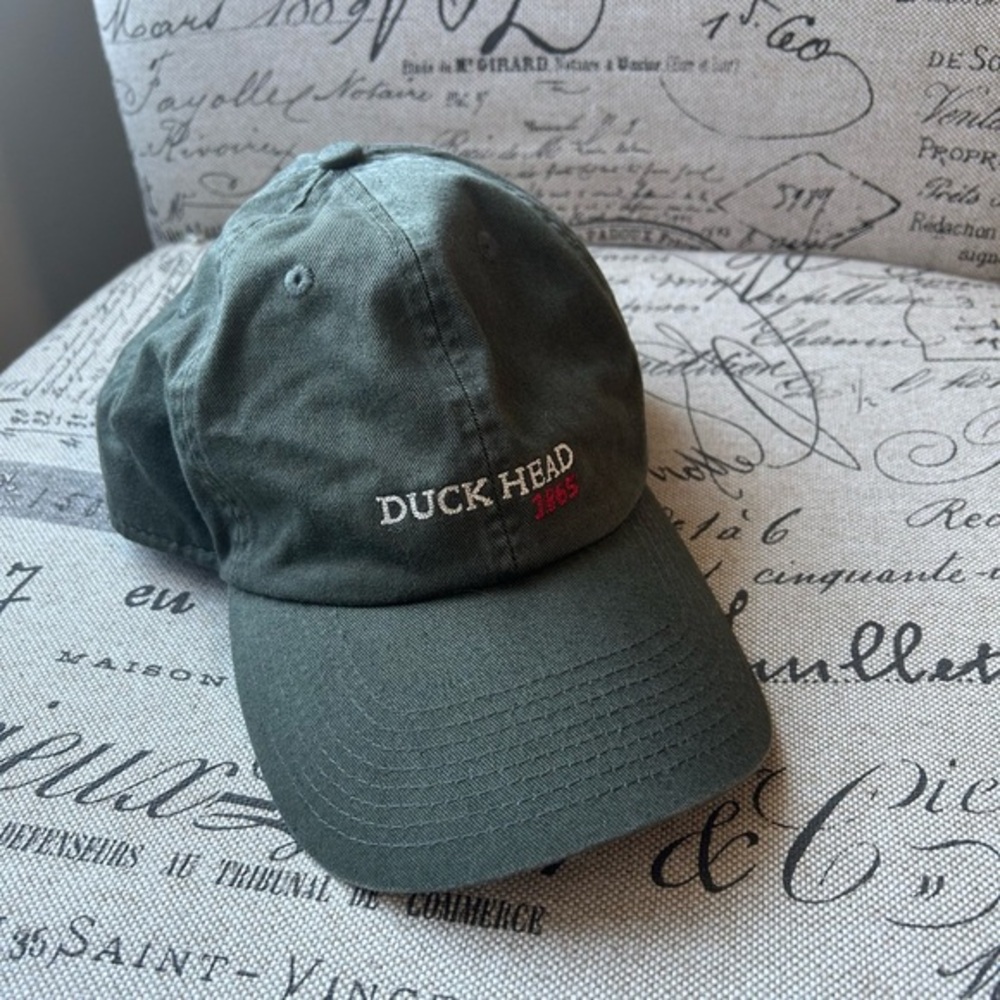 Duck Head Olive Green Cap with Red Embroidery